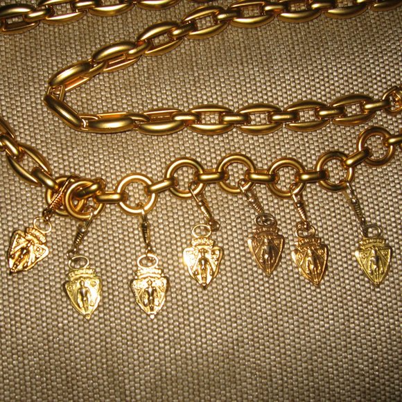 8 GUCCI Crest Zipper Pull Gold Chain Belt Sz 36 - Picture 3 of 5